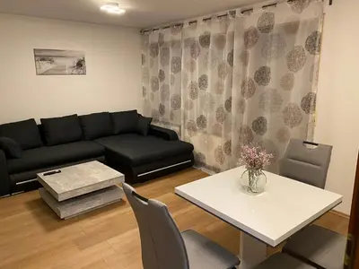 Ein Sitzbereich in der Unterkunft Appartement am Kaibach - Küche - Balkon - Bad