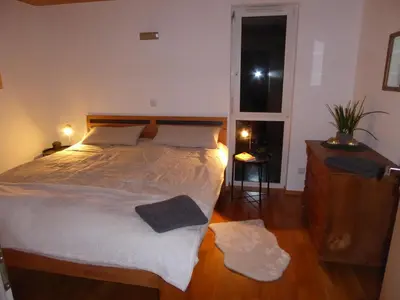 Ein Bett oder Betten in einem Zimmer der Unterkunft Maisonette-Ferienwohnung in Feldrandlage Bergstraße Nähe Heidelberg