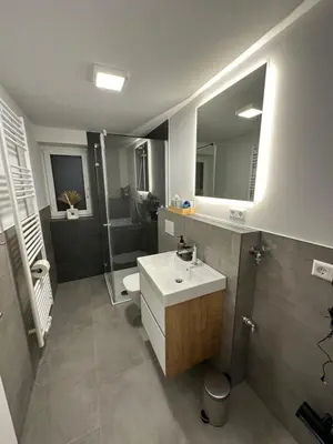 Ein Badezimmer in der Unterkunft Neckarsulm ruhige Wohnung am Feldrand
