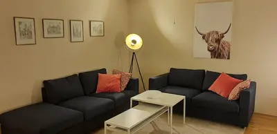 Ein Sitzbereich in der Unterkunft Monteurwohnung, zentral, voll ausgestattet in Uninähe