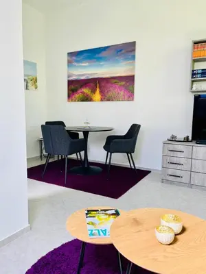 Ein Sitzbereich in der Unterkunft Zentrale Ferienwohnung am Buhlschen Park in Deidesheim