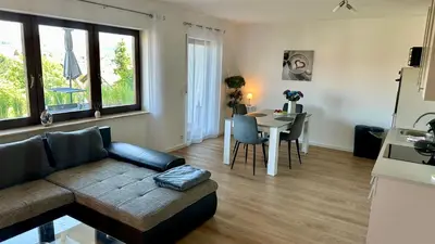 Ein Sitzbereich in der Unterkunft Ferienwohnung Panoramablick