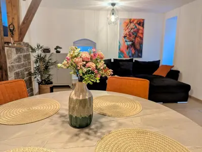 Ein Sitzbereich in der Unterkunft Residenz im Denkmal - Erlebnispark Tripsdrill - Familie - Freude - Spaß