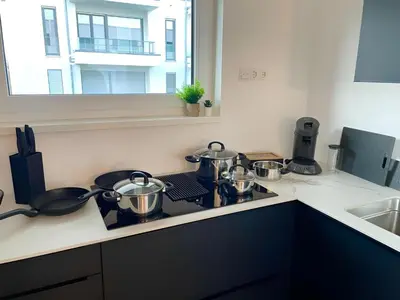 Küche/Küchenzeile in der Unterkunft Exklusive 3-Zimmer Luxus-Maisonette in Hochheim - Nähe Frankfurt Flughafen, Wiesbaden und Mainz