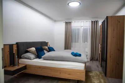 Ein Bett oder Betten in einem Zimmer der Unterkunft Natur und Stadt, neben Mannheim, Heidelberg, Worms