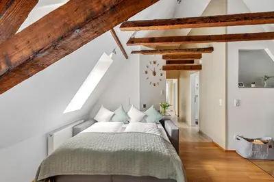 Ein Bett oder Betten in einem Zimmer der Unterkunft Feuerstein - 2 BR-Appartment Smart-TV