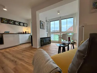 Ein Sitzbereich in der Unterkunft City Apartment mit TG Stellplatz Duplex oben - Glücks-Quartier Urban 01