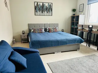 Ein Bett oder Betten in einem Zimmer der Unterkunft LENASTAY I Modernes Apartment-Studio near Uni