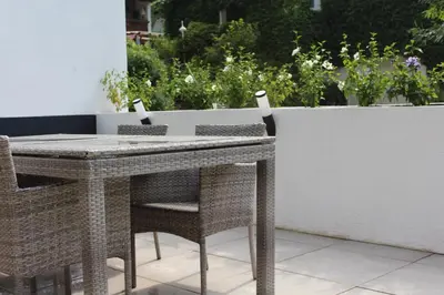 Ein Balkon oder eine Terrasse in der Unterkunft Ferienwohnung Jungpfalzstieg