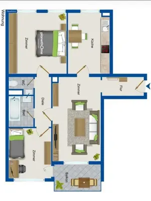 Grundriss der Unterkunft Familienfreundliche geräumige Design-Wohnung mit Balkon im Zentrum - APOLONIAliving