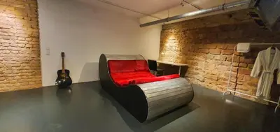 Ein Bett oder Betten in einem Zimmer der Unterkunft Loft im Szeneviertel Mannheims