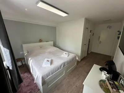 Ein Bett oder Betten in einem Zimmer der Unterkunft Premium Apartments Schwetzingen, Heidelberg, Speyer