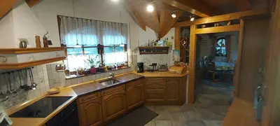 Küche/Küchenzeile in der Unterkunft Ferienwohnung Haus am Eibach