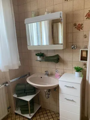 Ein Badezimmer in der Unterkunft Ferienwohnung Blick ins Grüne