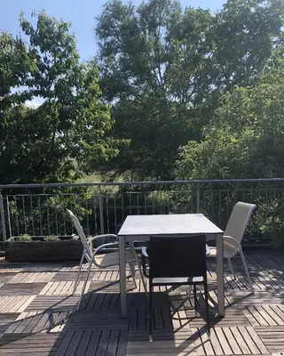 Ein Balkon oder eine Terrasse in der Unterkunft Ferienwohnung Blick ins Grüne