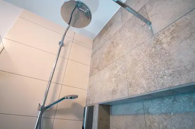 Ein Badezimmer in der Unterkunft Ferienwohnung Weitblick im Dahner Felsenland
