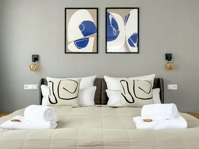 Ein Bett oder Betten in einem Zimmer der Unterkunft Apartment im Herzen der Altstadt - Leonberg nähe Stuttgart
