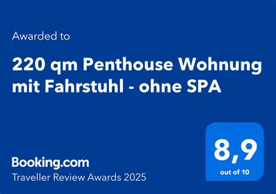 Ein Zertifikat, Auszeichnung, Logo oder anderes Dokument, das in der Unterkunft 220 qm Penthouse Wohnung mit Fahrstuhl - ohne SPA ausgestellt ist