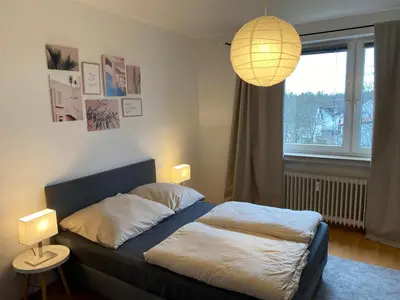 Ein Bett oder Betten in einem Zimmer der Unterkunft Perfekt für 1, 2 und bis zu 6 Personen - Nah am Flughafen, Frankfurt City, Wiesbaden und Rüsselsheim