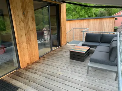 Ein Balkon oder eine Terrasse in der Unterkunft Tiny Häuser im Kupfertal