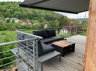 Ein Balkon oder eine Terrasse in der Unterkunft Tiny Häuser im Kupfertal