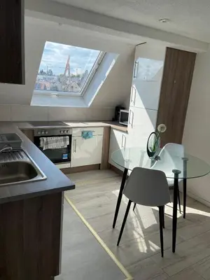 Küche/Küchenzeile in der Unterkunft Angenehme Rooftop Suite in Unterheinriet