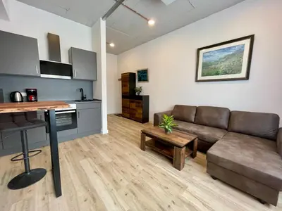 Küche/Küchenzeile in der Unterkunft Goldstadt Comfort Suite - City Apartment Schlössle