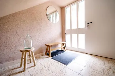 Grundriss der Unterkunft birds-nest Ferienwohnung Balkon Kaminofen