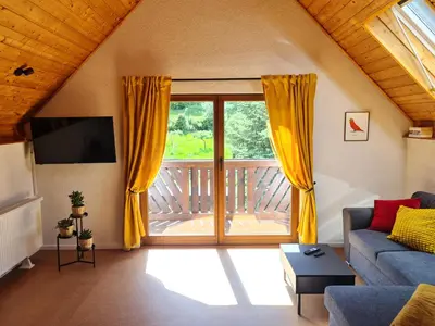 TV/Unterhaltungsangebot in der Unterkunft birds-nest Ferienwohnung Balkon Kaminofen