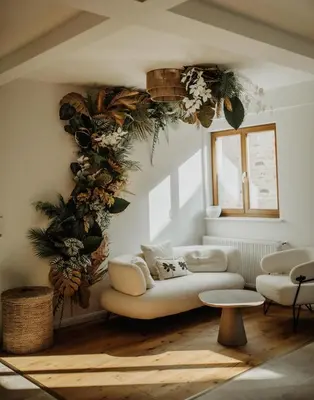 Ein Sitzbereich in der Unterkunft Modern Boho-Style Apartment