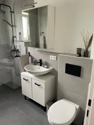 Ein Badezimmer in der Unterkunft Ferienwohnung am Felsenmeer