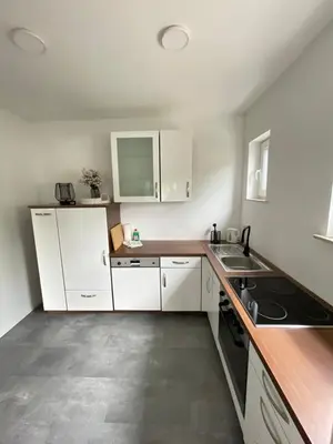 Küche/Küchenzeile in der Unterkunft Ferienwohnung am Felsenmeer