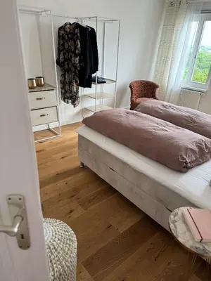 Ein Bett oder Betten in einem Zimmer der Unterkunft Rheinblick-Oase Oppenheim