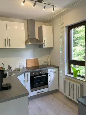 Küche/Küchenzeile in der Unterkunft Ferienwohnung Bühler-Kurparkresidenz