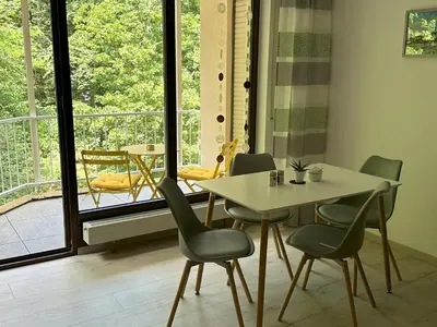 Ein Balkon oder eine Terrasse in der Unterkunft Ferienwohnung Bühler-Kurparkresidenz