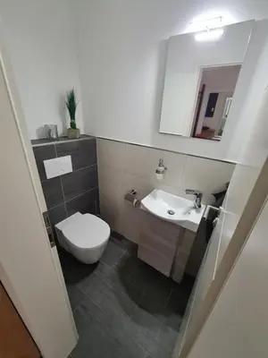 Ein Badezimmer in der Unterkunft FeWo Heppenheim