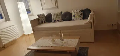 Ein Sitzbereich in der Unterkunft Gästehaus Ringhof