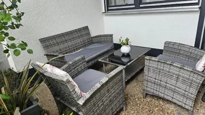 Ein Sitzbereich in der Unterkunft Ferienwohnung Bad Bergzabern