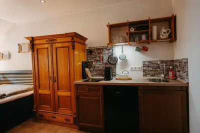 Küche/Küchenzeile in der Unterkunft Altes Häusle - Doppelzimmer Weinrebe