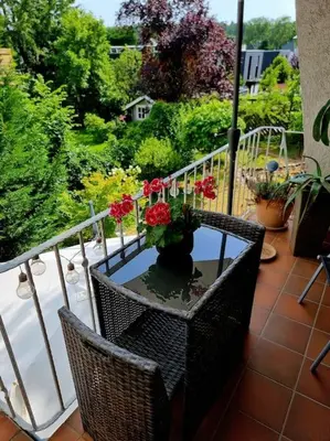Ein Balkon oder eine Terrasse in der Unterkunft Tara - Ruhige Oase nahe Frankfurt am Main