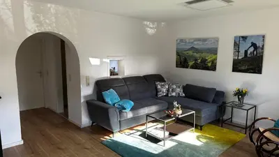 Ein Sitzbereich in der Unterkunft Ferienwohnung Weltachs