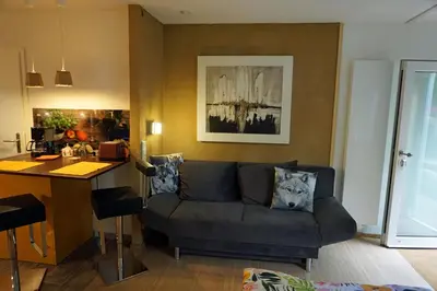 Ein Sitzbereich in der Unterkunft Eva und Wolf Apartments