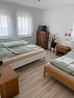 Ein Bett oder Betten in einem Zimmer der Unterkunft Pfalzgrün - Wohnen mit Stil