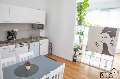 Küche/Küchenzeile in der Unterkunft Ferienwohnung BIG bei Tripsdrill