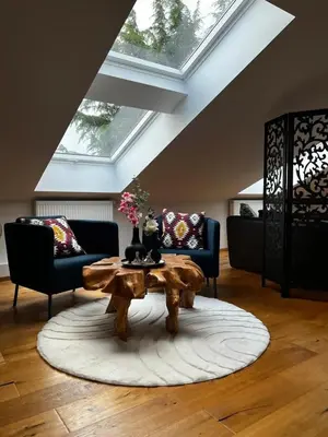 Ein Sitzbereich in der Unterkunft Loft am Teufelsberg