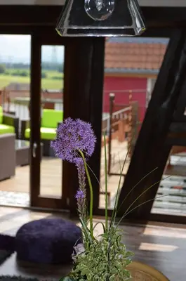 Ein Balkon oder eine Terrasse in der Unterkunft Ferienwohnungen Treiber in Eggenstein-Leopoldshafen - Nähe KIT Campus Nord und Karlsruhe