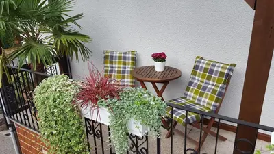 Ein Balkon oder eine Terrasse in der Unterkunft Ferienhaus Mandelblüte