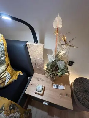 Ein Sitzbereich in der Unterkunft Budahome im Schwarzwald
