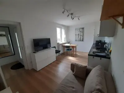 TV/Unterhaltungsangebot in der Unterkunft Apartment mit Innenhof, Rasen und Parkplatz