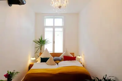 Ein Bett oder Betten in einem Zimmer der Unterkunft Wohnung mitten im Weinparadies